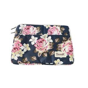 Campus Life Padded Computer Laptop Bag 14 3/4” X 10 3/4” Navy Blue Roses